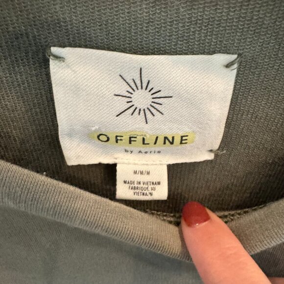 Offline by Aerie Women’s Tie Dye Crewneck Sweatshirt Olive Green Blue Size M - Picture 2 of 7